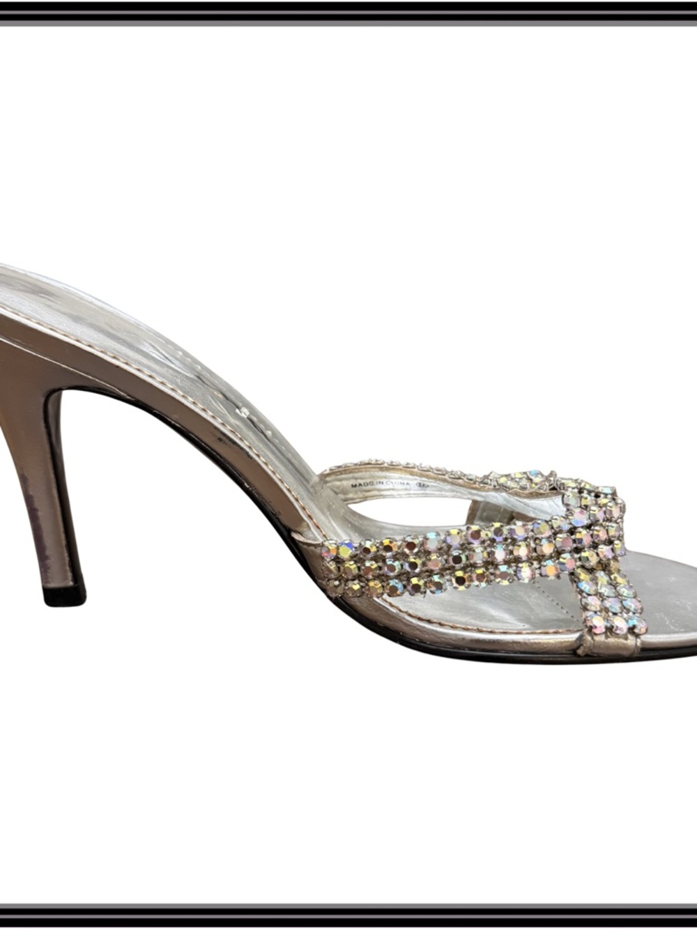 Nina Silver Rhinestone Strappy Heels Womens Size 7M Formal Prom Bridal Formal - Picture 4 of 16